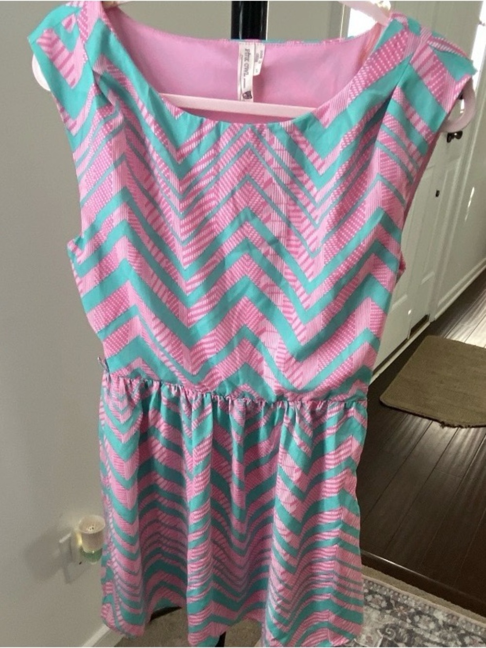 Pink Owl Pink and Turquoise Chevron Dress
